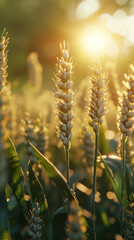 Wall Mural - wheat field in summer, closeup