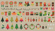 © draftsndoodles - Festive Christmas decorations illustration set. Christmas trees, bells, stockings, string lights, ornaments, baubles, lanterns, snowflakes, gifts, ribbons and more. Hand drawn vector illustrations.
