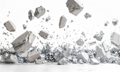 Wall Mural - Falling debris on a white background