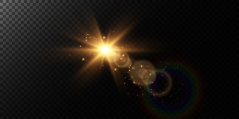 Wall Mural - Vector transparent sunlight special lens flare light effect. Sun flash	