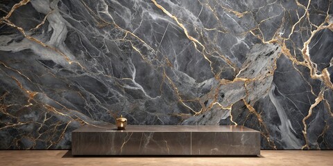 Wall Mural - Charcoal gray marble with intricate swirls and veins, symbolizing modern elegance, marble, gray, elegant, modern