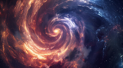 Wall Mural - Spiral galaxy in infinite space. Impressive swirls and colorful explosions remind us of the power and majesty of the universe, engaging the viewer on a cosmic journey.