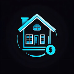 Sticker - home icon isolated on black background, earning money from home, get income from home, work from home, work on internet, vector ready for design 