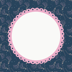 Modern and sweet floral blossom pattern with blue poster frame border background