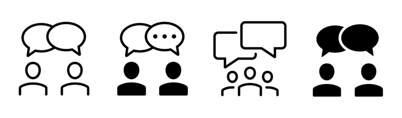 Wall Mural - discussion and communication icon set. speaking people, dialog symbol. vector
