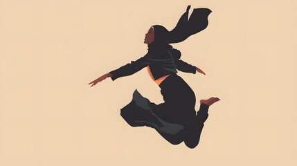 Wall Mural - the head of a black woman jumping from sideway