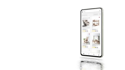 Wall Mural - Online marketplace application and website animation. E-commerce and shopping for furniture products. Marketing, commerce and seat sales home page.