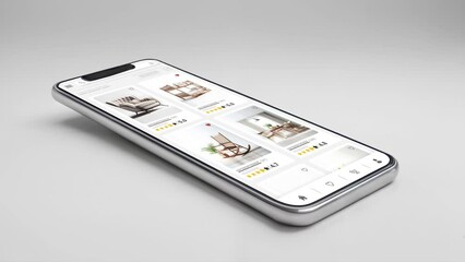 Wall Mural - Online marketplace application and website animation. E-commerce and shopping for furniture products. Marketing, commerce and seat sales home page.