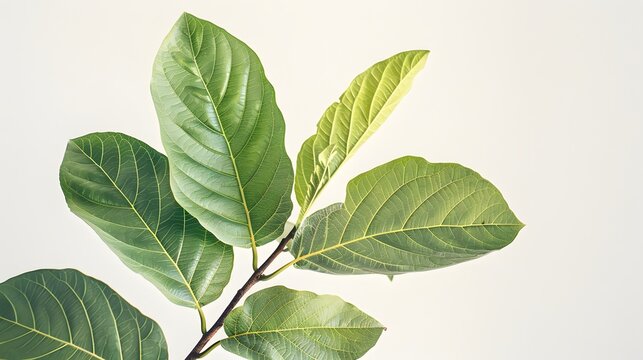 isolated fresh green guava leaves with a white background.