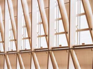 Fototapete - Steel frame glass wall Pattern with Window Blinds Modern building Architecture details