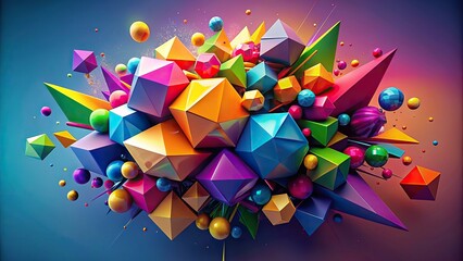 Wall Mural - Abstract geometric shapes in vibrant colors creating a dynamic al artwork, geometric, shapes, abstract, vibrant, colors
