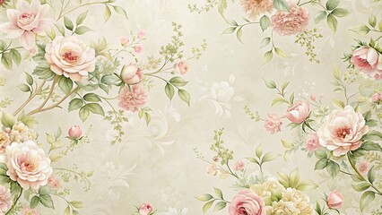 Wall Mural - Elegant and stylish wallpaper featuring a delicate floral pattern on a soft pastel background, home decor, interior design