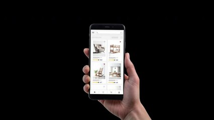 Wall Mural - Online marketplace application and website animation. E-commerce and shopping for furniture products. Marketing, commerce and seat sales home page.
