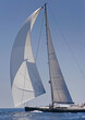 © A - Sailing yacht at Mediterranean Sea. Sail. Boat. Palma de Mallorca. Super sailing yacht. Full sail.