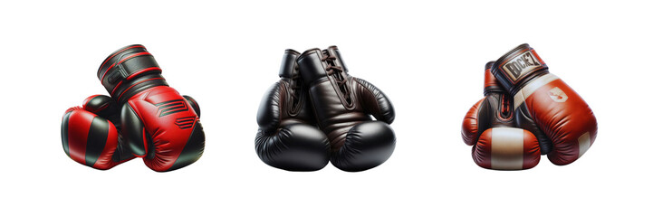 Wall Mural - Set of Boxing gloves, isolated over on transparent white background