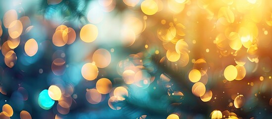 Fototapete - abstract blur colorful of light bokeh from backdrop of christmas celebration light decoration at home interior. with copy space image. Place for adding text or design