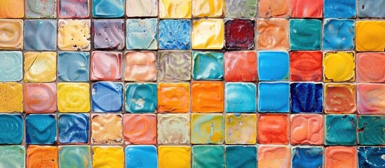Poster - small colorful ceramic tiles background. with copy space image. Place for adding text or design