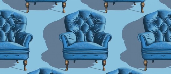 Wall Mural - Modern chair pattern seamless blue repeat for any use. with copy space image. Place for adding text or design