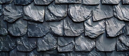 Fototapete - slate roofing texture, tiles, slate tile. with copy space image. Place for adding text or design