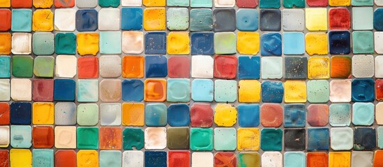 Poster - small colorful ceramic tiles background. with copy space image. Place for adding text or design