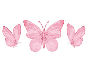 Poster - pink watercolor butterfly design