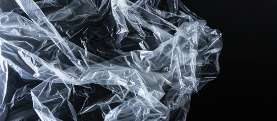 Aufkleber - transparent plastic bag wrap overlay texture on black background. with copy space image. Place for adding text or design
