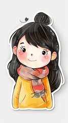 Poster - A sticker of a girl wearing a scarf