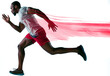 © master1305 - Determined athlete, muscular African American man in sportswear in motion, running fast isolated on transparent background. Concept of sport, action and motion, marathon, competition