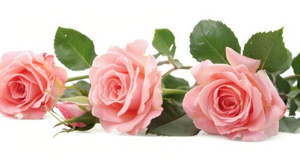 Wall Mural - Isolated white background pink roses
