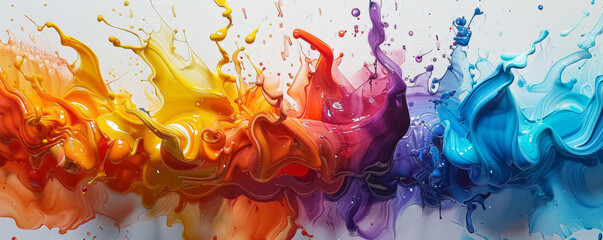 Wall Mural - A splash of paint on a canvas, its colors bleeding and blending into each other.