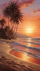 Poster - vividly serene beach scene