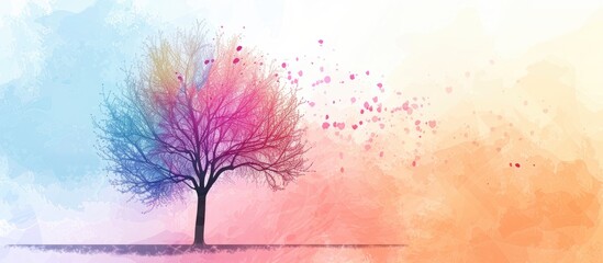 tree design with adobe illustrator pastel background. copy space image. place for adding text and de