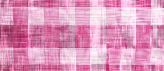 Wall Mural - Pink picnic checkered plaid fabric pattern texture. Stripes crossed horizontal and vertical lines.Seamless checkered pattern. Copy space image. Place for adding text or design