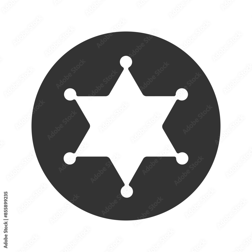 Sheriff star badge silhouette icon. Clipart image isolated on white ...