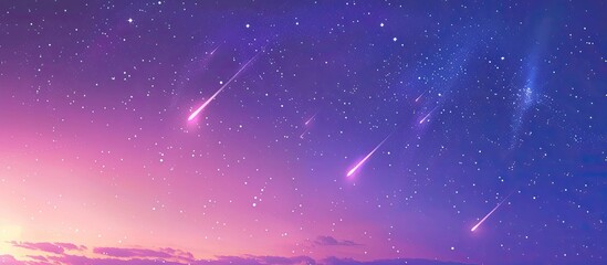 Wall Mural - Meteor trails in the sky, beautiful star rain. Shooting stars. Three bright meteorites burn up in the atmosphere. Copy space image. Place for adding text and design