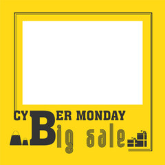 Poster - Big Cyber Monday Sale template or poster design in yellow color with space for your product image.