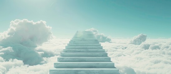 Wall Mural - Stairs in sky to heaven. Copy space image. Place for adding text or design