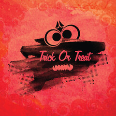 Poster - Trick or Treat Party Celebration Poster with Scary Eyes on Abstract Red Grunge Background for Happy Halloween.