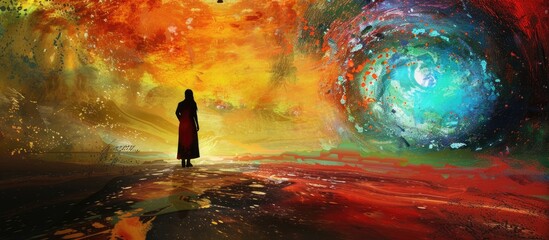 Wall Mural - concept of creation. mixed media. copy space image. place for adding text and design