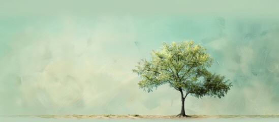green tree on pastel background photo texture summer. copy space image. place for adding text and de
