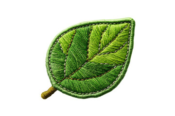 high-quality embroidered green leaf patch with intricate detailing, ideal for clothing, accessories,