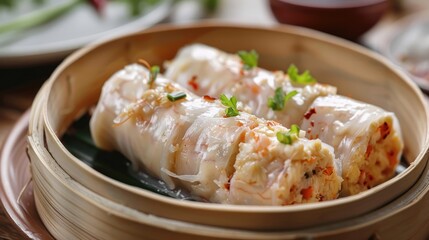 Canvas Print - Chinese style Steamed Crab Meat Roll