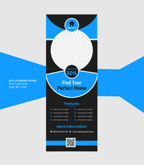 Innovative Real estate Roll up banner with shapes Set of Real estate roll up banner template