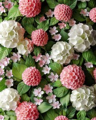 Wall Mural - Beautiful Floral Pattern with Pink Hydrangeas