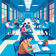 © Haja - students writing exam vector illustration