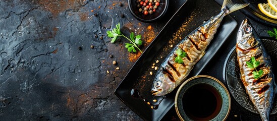 Canvas Print - vDjnjNamerouvDjkj a traditional Japanese fish dish: raw horse mackerel minced and mixed with miso paste and condiments. Copy space image. Place for adding text or design