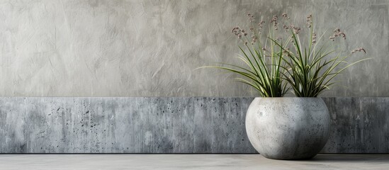 Wall Mural - concrete pot on a concrete background interior decor element. copy space image. place for adding tex