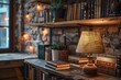 © Valentin - Lit lamp on room shelf