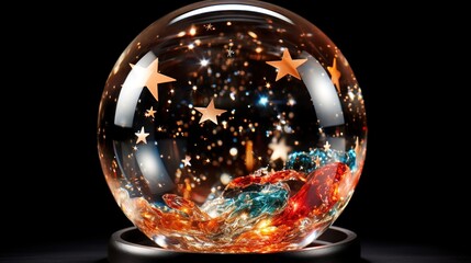 Wall Mural - glass sphere on black background