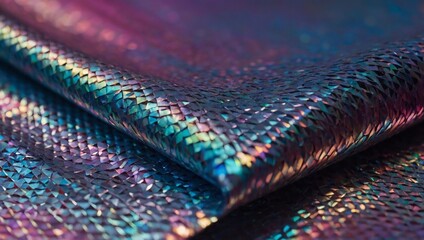 Textured hologram fabric with abstract gradient background.